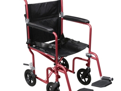 Deluxe Fly-Weight Aluminum Transport Chair with Removable Casters